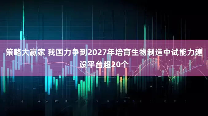 策略大赢家 我国力争到2027年培育生物制造中试能力建设平台超20个